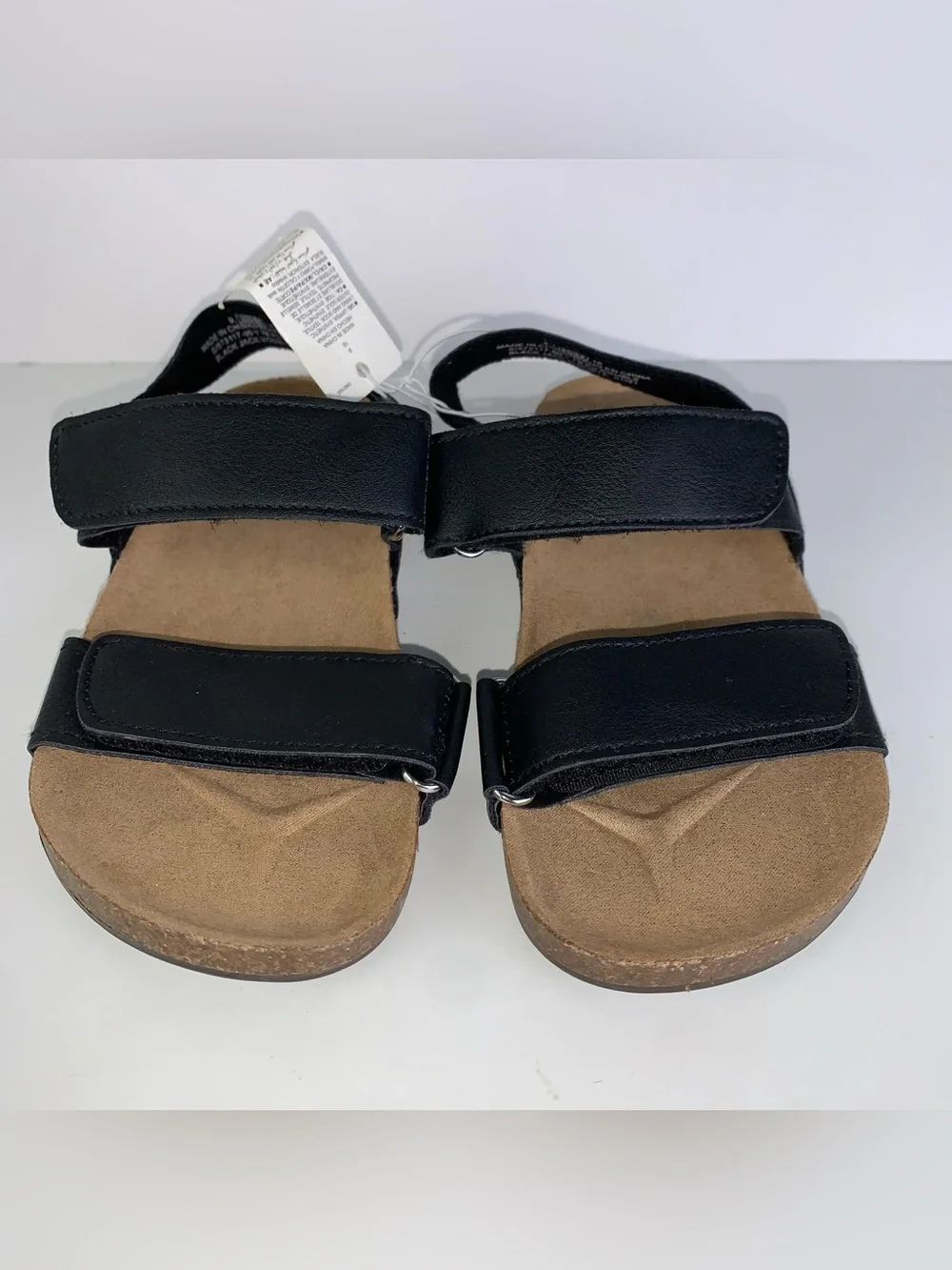 Old Navy PU double strap black sandals girls size 9